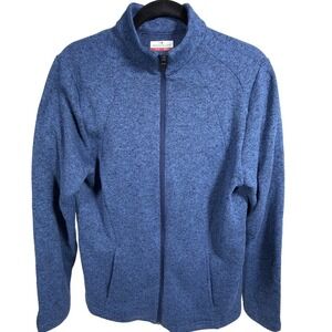 Grand Slam Sweater Fleece Jacket Large Mens Full Zip Mock Neck Blue Heather